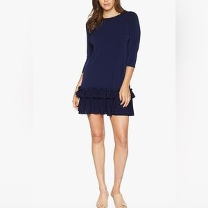 WesleeRose Long Sleeve Easy to Wear Stretch Knit Ruffle Hem Dress Size S